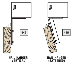 Nail hangers - vertical nail hanger and battered nail hanger - illustration
